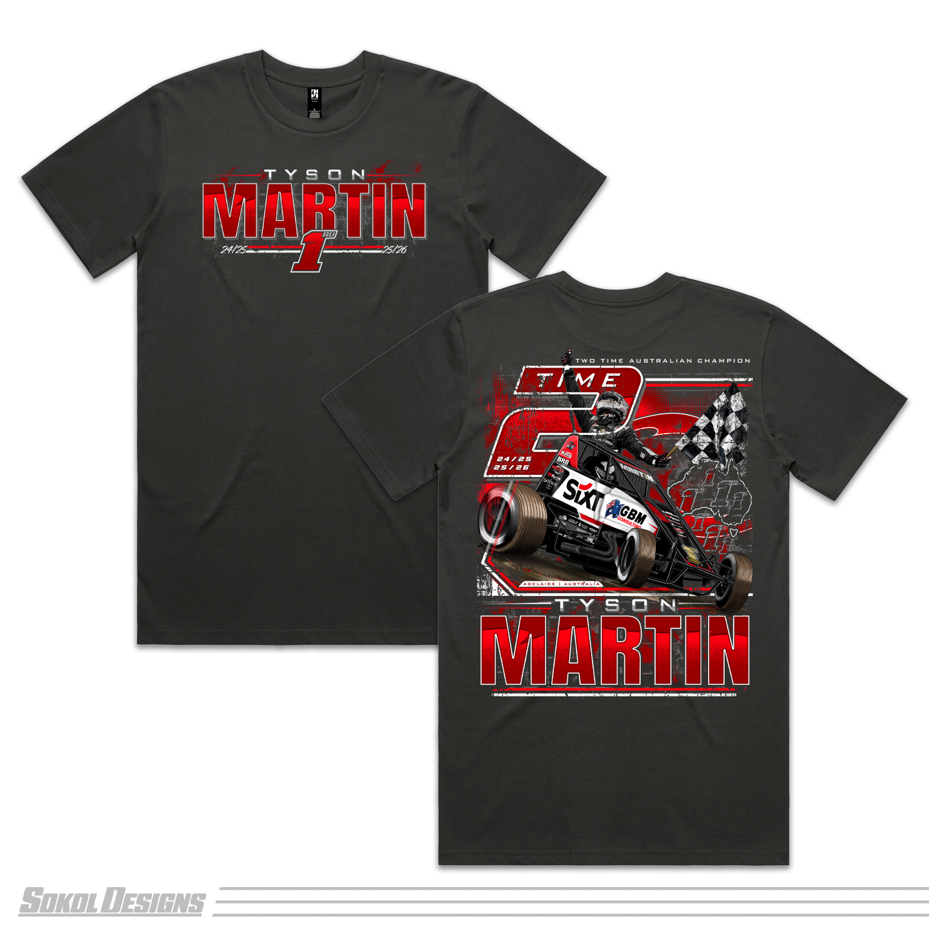 (PRE-ORDER) Back to Back Australian Champion T-Shirt - Coal